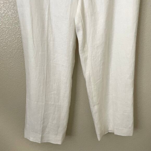 Talbots Pants Womens Size 8 Off White 100% Linen Straight Leg Trouser Preppy - Picture 5 of 12